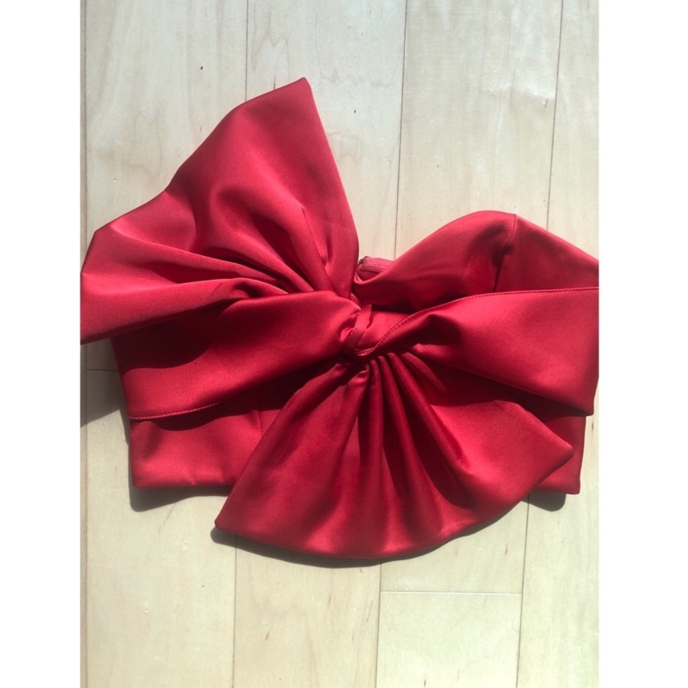 🆕 River Island Red Oversized Bow Crop Top - Picture 11 of 12